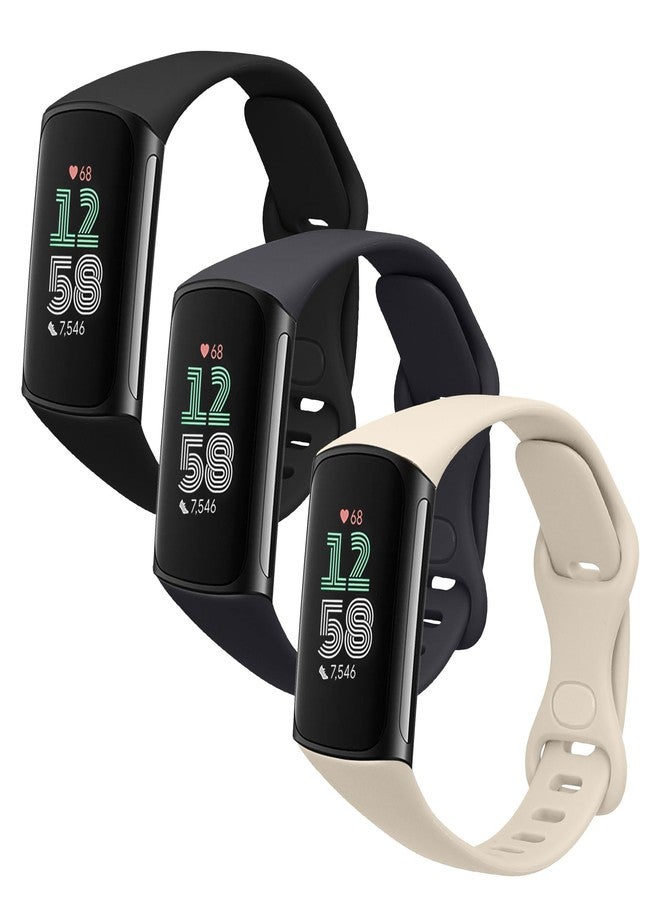كي دابليو موبايل أحزمة kwmobile متوافقة مع Fitbit Charge 6 / Charge 5 - 3 أحزمة سيليكون بديلة - أسود/أزرق داكن/أبيض - Image 1