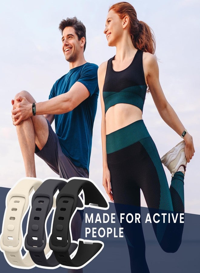 كي دابليو موبايل أحزمة kwmobile متوافقة مع Fitbit Charge 6 / Charge 5 - 3 أحزمة سيليكون بديلة - أسود/أزرق داكن/أبيض - Image 3
