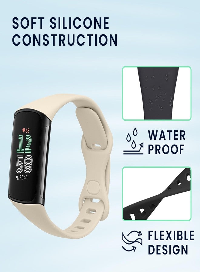 كي دابليو موبايل أحزمة kwmobile متوافقة مع Fitbit Charge 6 / Charge 5 - 3 أحزمة سيليكون بديلة - أسود/أزرق داكن/أبيض - Image 4