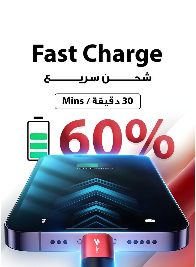 SKA 2M USB-A to Lightning Cable | MFi Certified for iPhone & iPad | 18W Fast Charge & 480Mbps Data Transfer | Kevlar Braided for Maximum Durability - Black  - Image 2