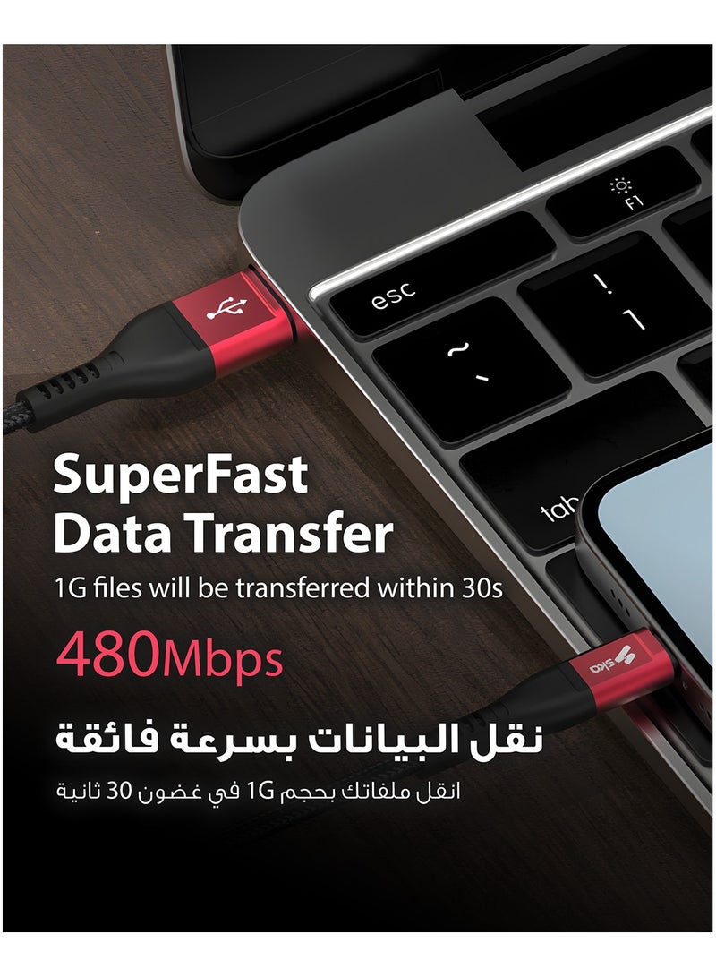 SKA 2M USB-A to Lightning Cable | MFi Certified for iPhone & iPad | 18W Fast Charge & 480Mbps Data Transfer | Kevlar Braided for Maximum Durability - Black  - Image 5