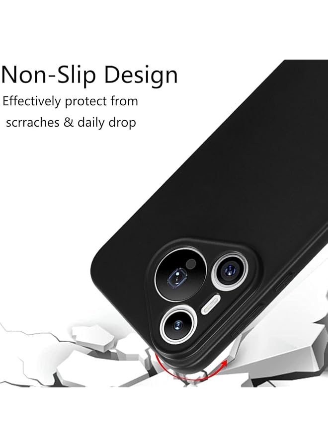 إيروريكس متوافق مع هواوي بيورا 70 جراب نحيف مقاوم للصدمات من السيليكون مع بطانة ناعمة من الألياف الدقيقة المضادة للخدش جراب لهاتف هواوي بيورا 70 جراب 6.6 بوصة أسود - Image 2