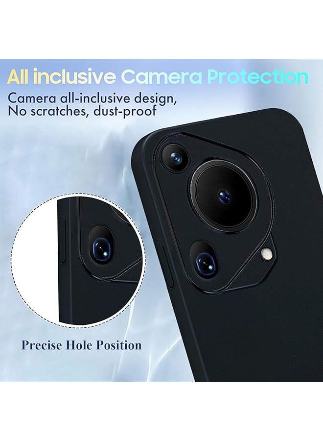 إيروريكس متوافق مع هواوي بيورا 70 جراب نحيف مقاوم للصدمات من السيليكون مع بطانة ناعمة من الألياف الدقيقة المضادة للخدش جراب لهاتف هواوي بيورا 70 جراب 6.6 بوصة أسود - Image 5