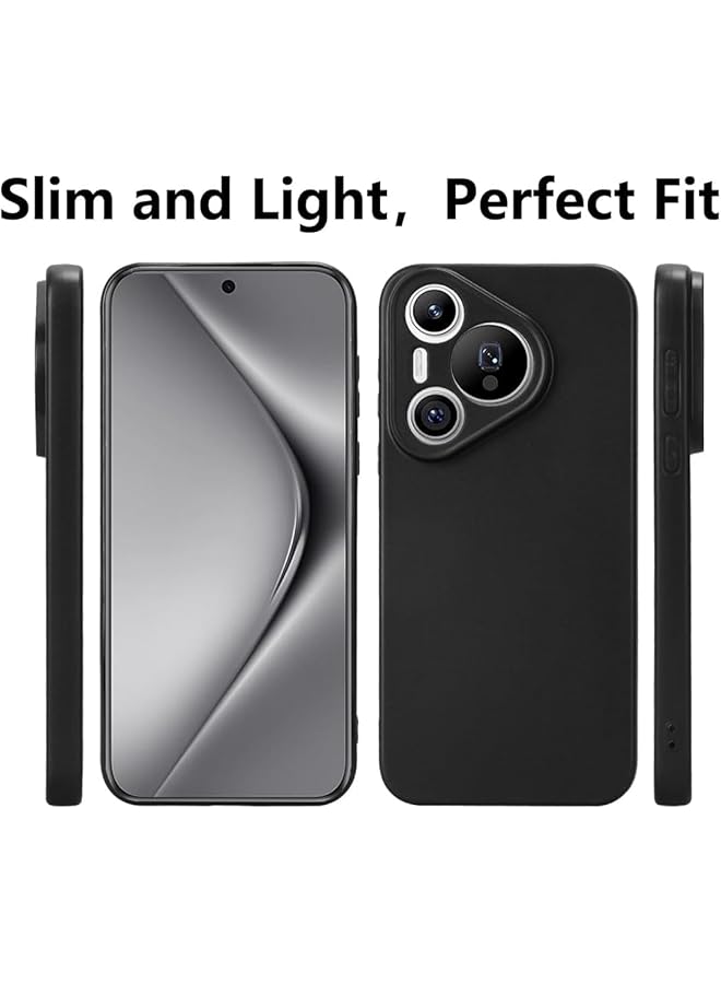 إيروريكس متوافق مع هواوي بيورا 70 جراب نحيف مقاوم للصدمات من السيليكون مع بطانة ناعمة من الألياف الدقيقة المضادة للخدش جراب لهاتف هواوي بيورا 70 جراب 6.6 بوصة أسود - Image 4