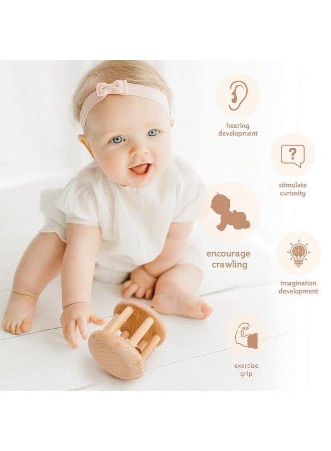 بروميس بيبي خشخيشة خشبية عضوية للأطفال من شركة Infant Gym، أجراس خشبية، خشخيشة، هدايا استحمام الرضاعة، ألعاب Waldorf - Image 2