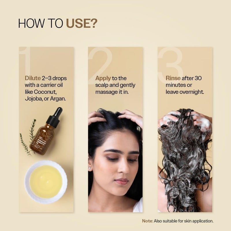 BARE ANATOMY 100% Pure & Natural Rosemary Essential Oil for Hair Growth & Thickness | Helps with Dandruff, Hair fall, Dry & Dull Skin | AYUSH Certified | Suitable for Men & Women | 15ml - Image 4