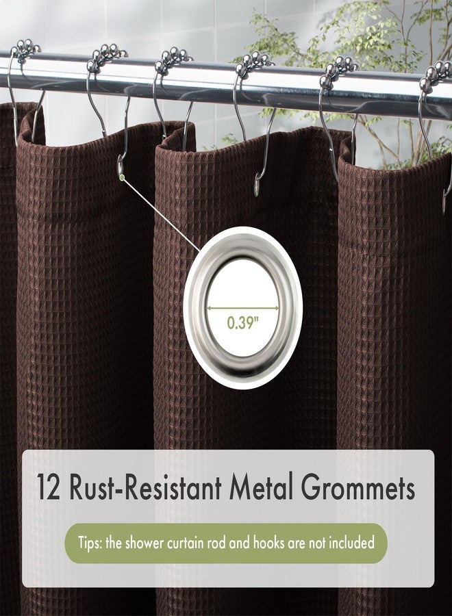 AmazerBath Brown Shower Curtain Waffle Textured, Fabric Shower Curtain Thick Heavy Duty 240GSM Hotel Quality Bathroom Shower Curtains, 72 x 72 Inches - Image 4