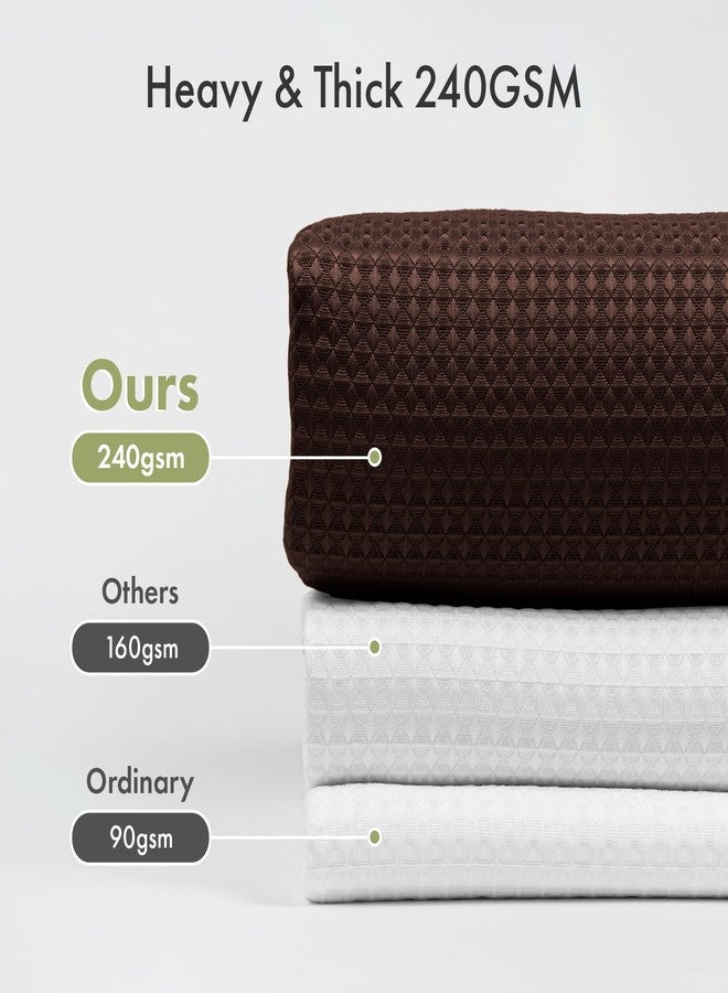 AmazerBath Brown Shower Curtain Waffle Textured, Fabric Shower Curtain Thick Heavy Duty 240GSM Hotel Quality Bathroom Shower Curtains, 72 x 72 Inches - Image 2