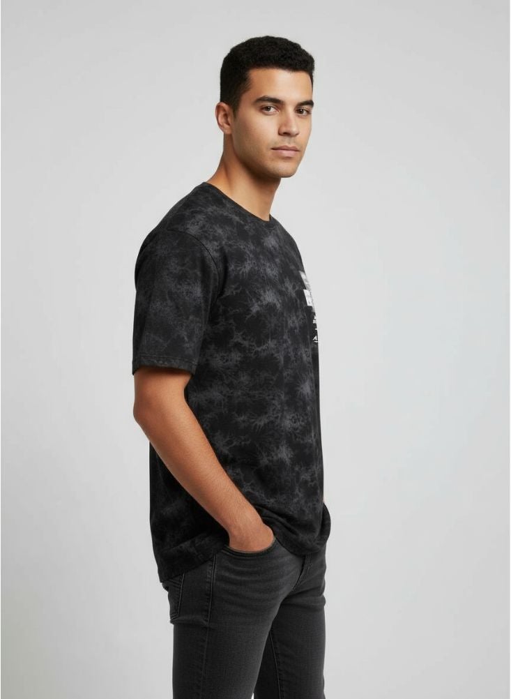 Premium Black Tie-Dye Graphic T-Shirt for Men – Short Sleeve Urban Streetwear Tee - Image 2