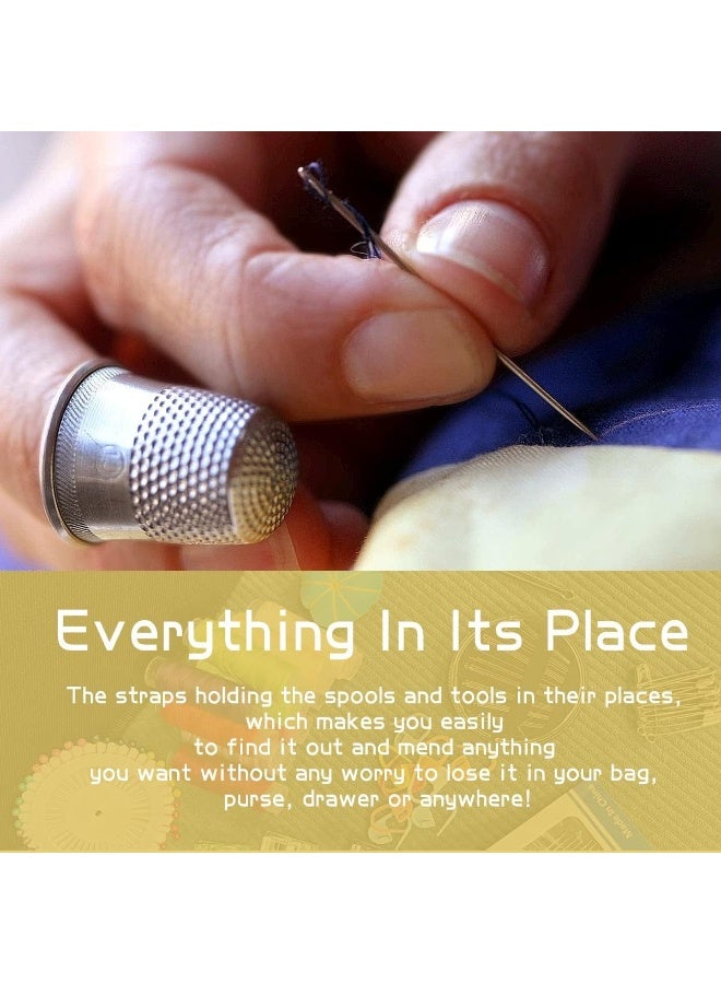 معرض الأعياد مجموعة خياطة للكبار، مجموعة إبرة وخيط سفر صغيرة مع لوازم الخياطة وملحقاتها للأطفال، للمبتدئين، المسافرين، في حالات الطوارئ، تحتوي على خيط وإبر ومقص وشريط قياس - Image 2