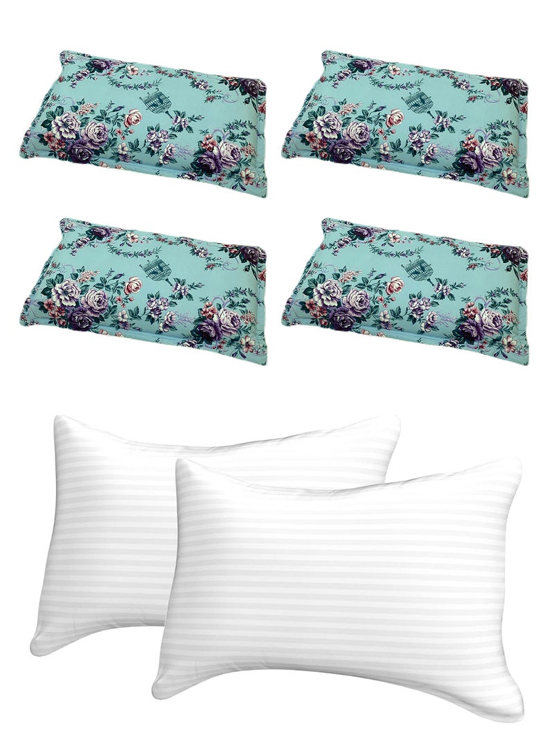 سليب نايت طقم 6 قطع يتضمن 2 وسادة مع 4 غطاء وسادة نمط زهور حجم 50*75 سم - Image 1