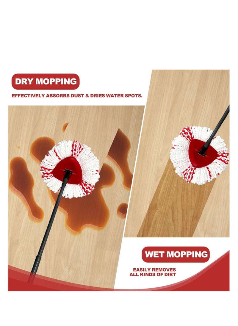 2 Pack Upgraded Deep Clean Refill Compatible with Vileda EasyWiring / Ocedar Spin Mop & Bucket System Microfiber Mop Heads Refill for Easywring, 40% More Cleaning Power, Scrub Pad