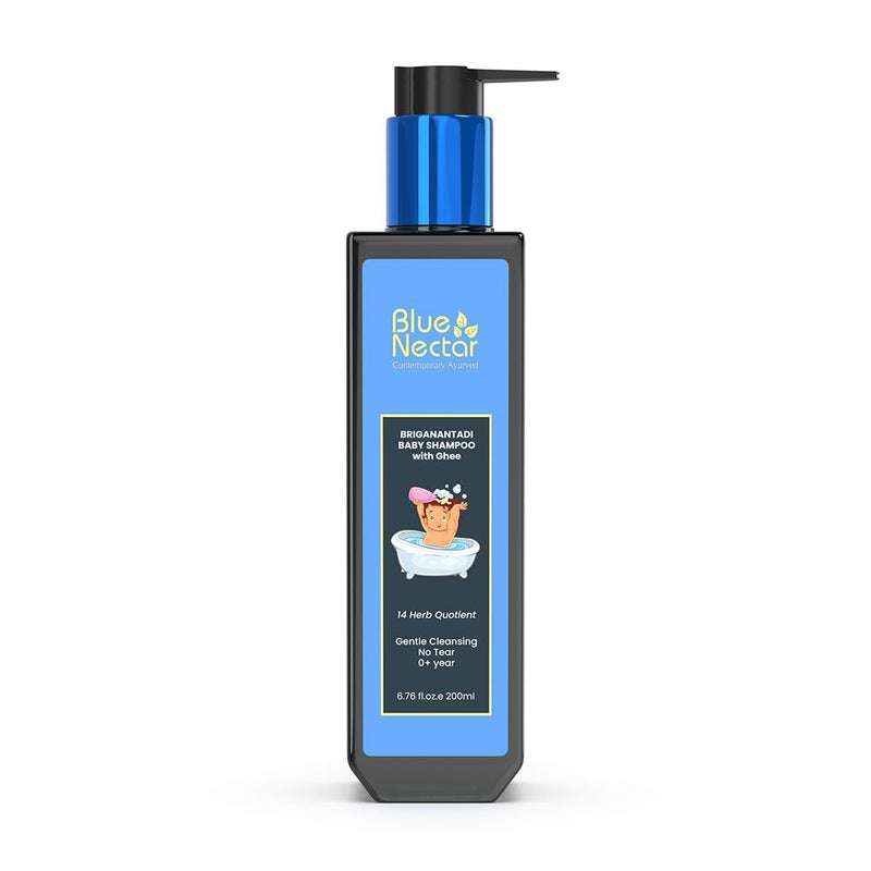 Blue Nectar شامبو بيبي بلو نكتار للأطفال مع سمن طبيعي - تركيبة خالية من الدموع - منتج عناية طبيعية للأطفال حديثي الولادة - مناسب من 0 سنوات - شامبو لطيف للبشرة الجافة والحساسة 676 أونصة سائلة 14 عشبة - Image 1
