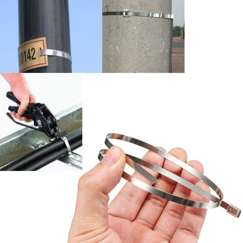 ADD GEAR ADD GEAR Stainless Steel 316 SelfLocking Cable Zip Ties Exhaust Wrap MultiPurpose DIY Locking Cable Metal Zip Ties 300 mm 12 inches 50  - Image 5