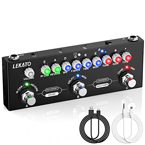 LEKATO Multi Effects Guitar Pedal, with IR Loading 9 AMP Models, Delay Reverb Distortion Overdrive Pedal, Rechargable Electric Guitar Effects Multi Pedal Support Recording,Bluetooth 5.0 - Image 1
