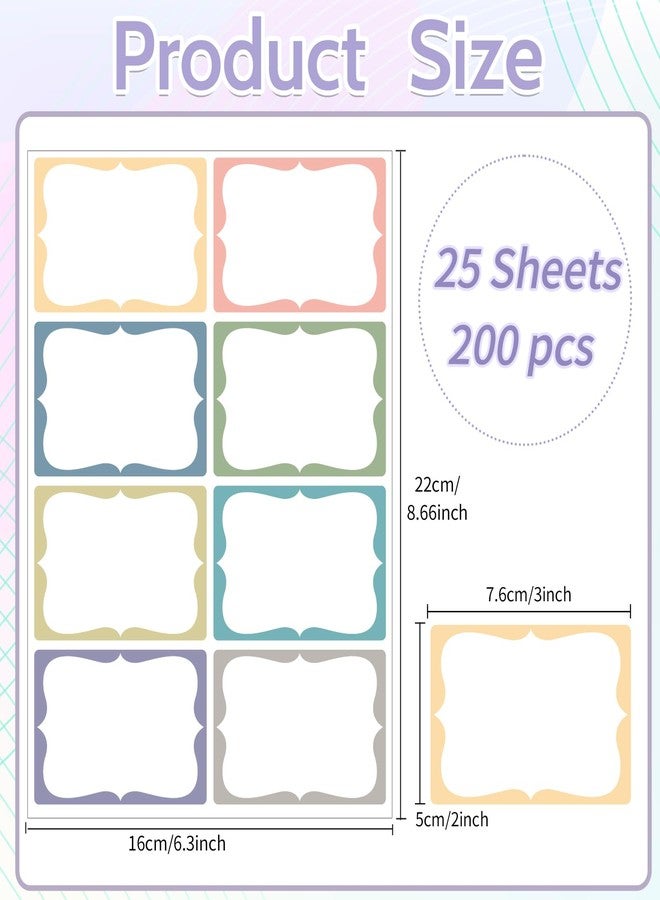 Starboling Name Tag Stickers,200 Pcs 3"x2" Multicolor Plain Name Tag Stickers Colorful Border Name Tag Labels,for Office,Meeting,School and Home - Image 2