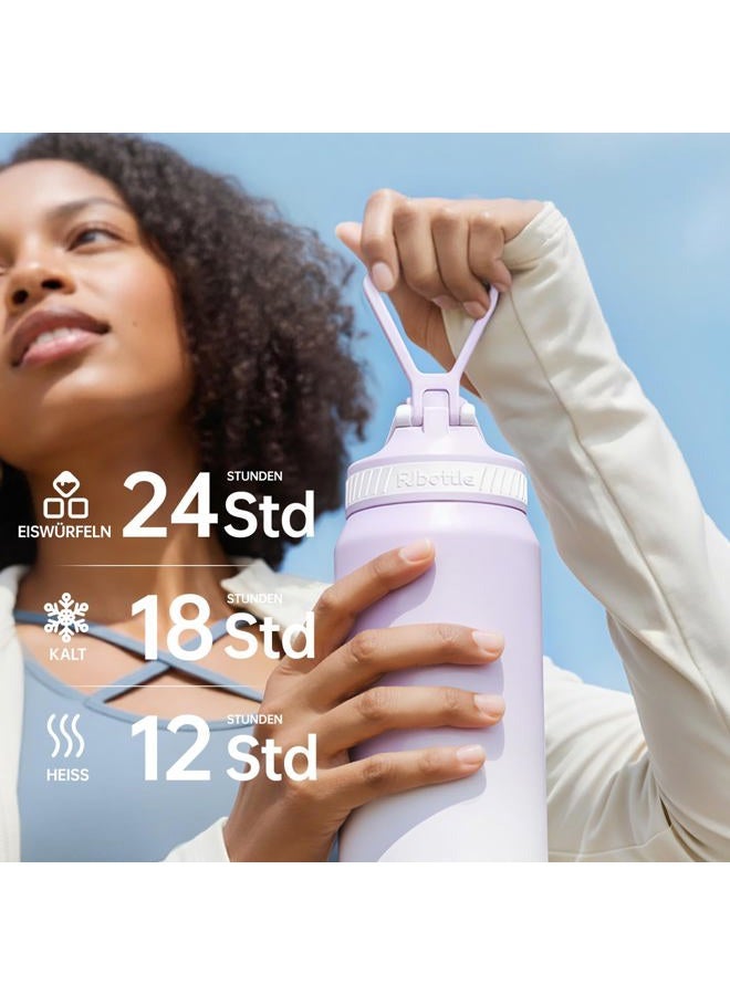 Magcheer 32oz Insulated Water Bottle with Straw | Double-Wall Vacuum Stainless Steel, Wide Mouth Design, Leak-Proof Reusable Bottle for Gym, Sports & Daily Hydration - Black - Image 5