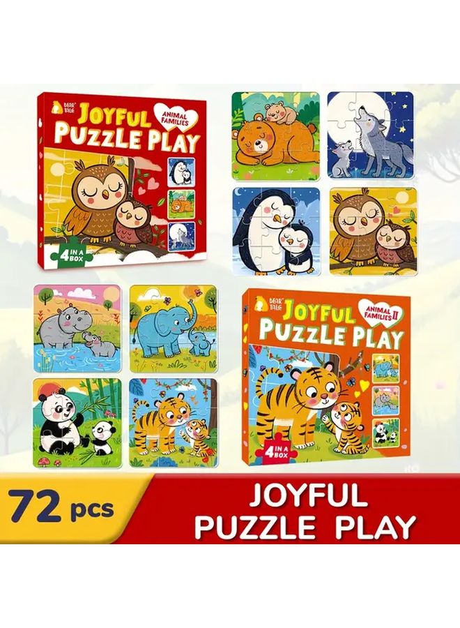2 Boxes 72 Pcs Parent Child Animal Jigsaw Puzzles Educational Preschool Toy - Image 4