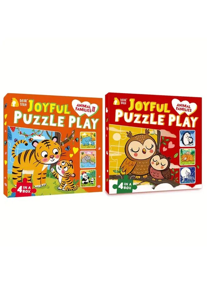 2 Boxes 72 Pcs Parent Child Animal Jigsaw Puzzles Educational Preschool Toy - Image 1