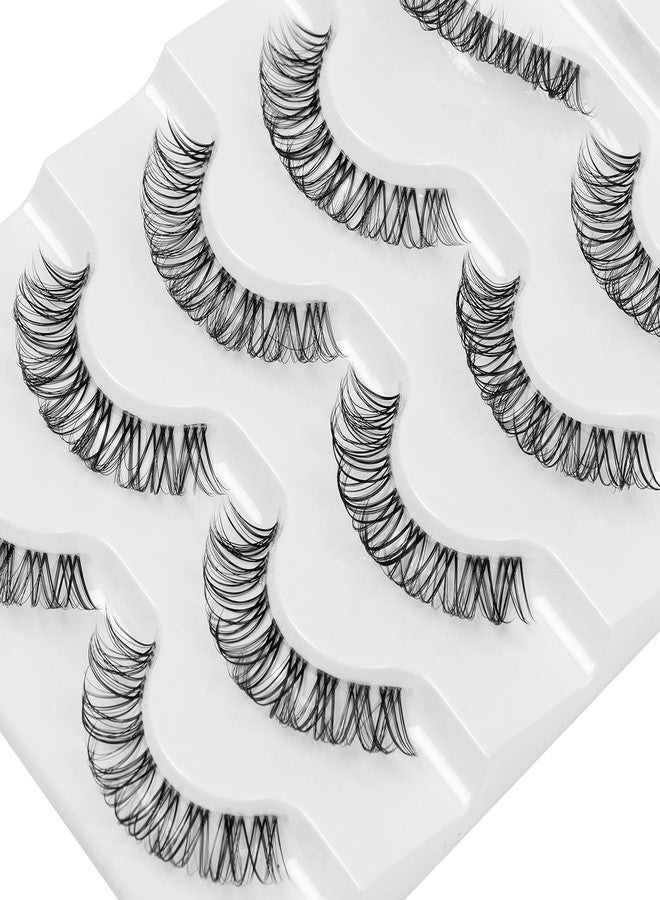 DSLONG Japanese Style Makeup Anime Lashes Natural Looking Clear Band Manga Lashes D Curl Volume Cross Invisible Belt Eyelashes, That Look Like Extensions False Lashes (07B) - Image 4
