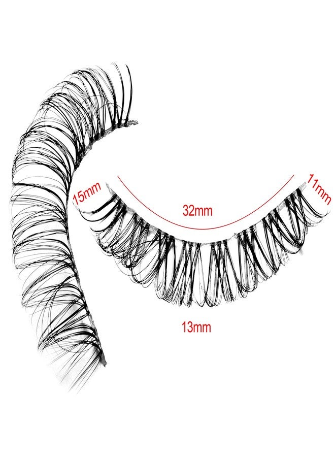 DSLONG Japanese Style Makeup Anime Lashes Natural Looking Clear Band Manga Lashes D Curl Volume Cross Invisible Belt Eyelashes, That Look Like Extensions False Lashes (07B) - Image 2