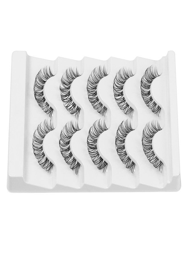 DSLONG Japanese Style Makeup Anime Lashes Natural Looking Clear Band Manga Lashes D Curl Volume Cross Invisible Belt Eyelashes, That Look Like Extensions False Lashes (07B) - Image 5