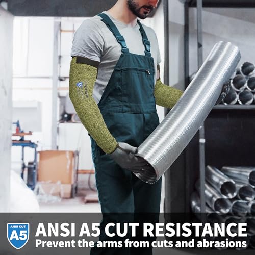 Schwer 2 Pairs CORE Arm Protection Sleeves S081, ANSI A5 Cut Resistant Sleeves with Thumbhole, Non-PFAS Flame Resistant Welding Sleeve for Work Kitchen, Farmer Sleeve for Gardening Arm Guards - Image 2