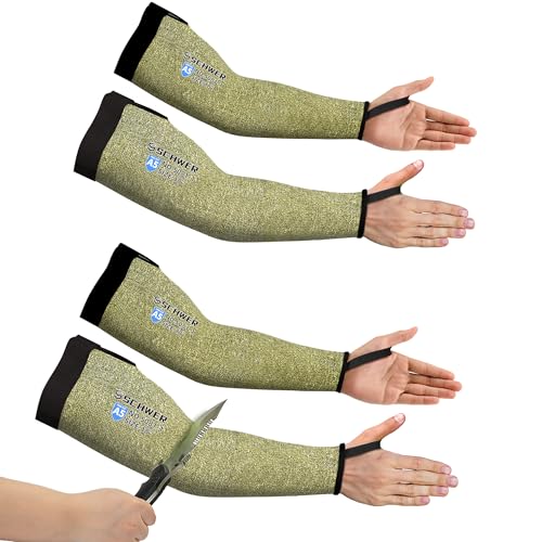 Schwer 2 Pairs CORE Arm Protection Sleeves S081, ANSI A5 Cut Resistant Sleeves with Thumbhole, Non-PFAS Flame Resistant Welding Sleeve for Work Kitchen, Farmer Sleeve for Gardening Arm Guards - Image 1
