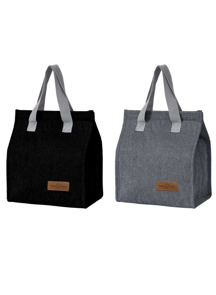 كامكو طقم حقائب غداء معزولة من كاشكو مكوّن من قطعتين – مجموعة حقائب حمل قابلة لإعادة الاستخدام ومقاومة للتسرّب – متوفرة باللون الرمادي أو الأسود أو الأزرق الكحلي – حقيبة تبريد حرارية كبيرة للعمل أو المدرسة أو المكتب أو السفر (عبوة من قطعتين: أسود ورمادي) - Image 1