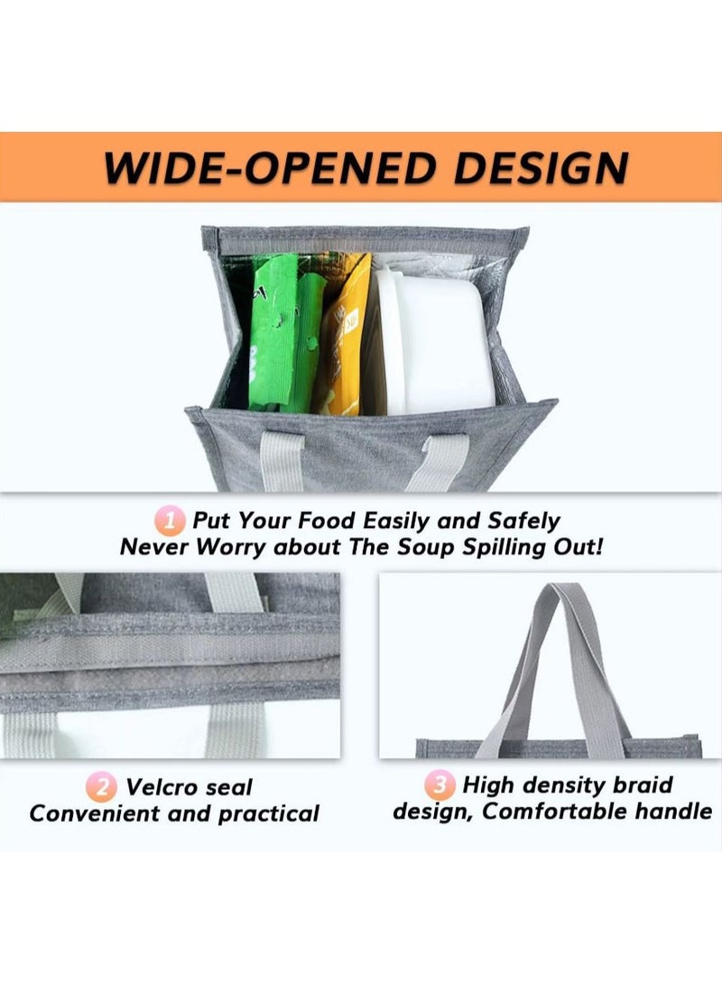 كامكو طقم حقائب غداء معزولة من كاشكو مكوّن من قطعتين – مجموعة حقائب حمل قابلة لإعادة الاستخدام ومقاومة للتسرّب – متوفرة باللون الرمادي أو الأسود أو الأزرق الكحلي – حقيبة تبريد حرارية كبيرة للعمل أو المدرسة أو المكتب أو السفر (عبوة من قطعتين: أسود ورمادي) - Image 4