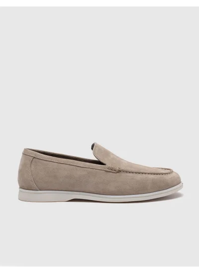 Cabani Genuine Leather Beige Suede Men's Casual Shoes