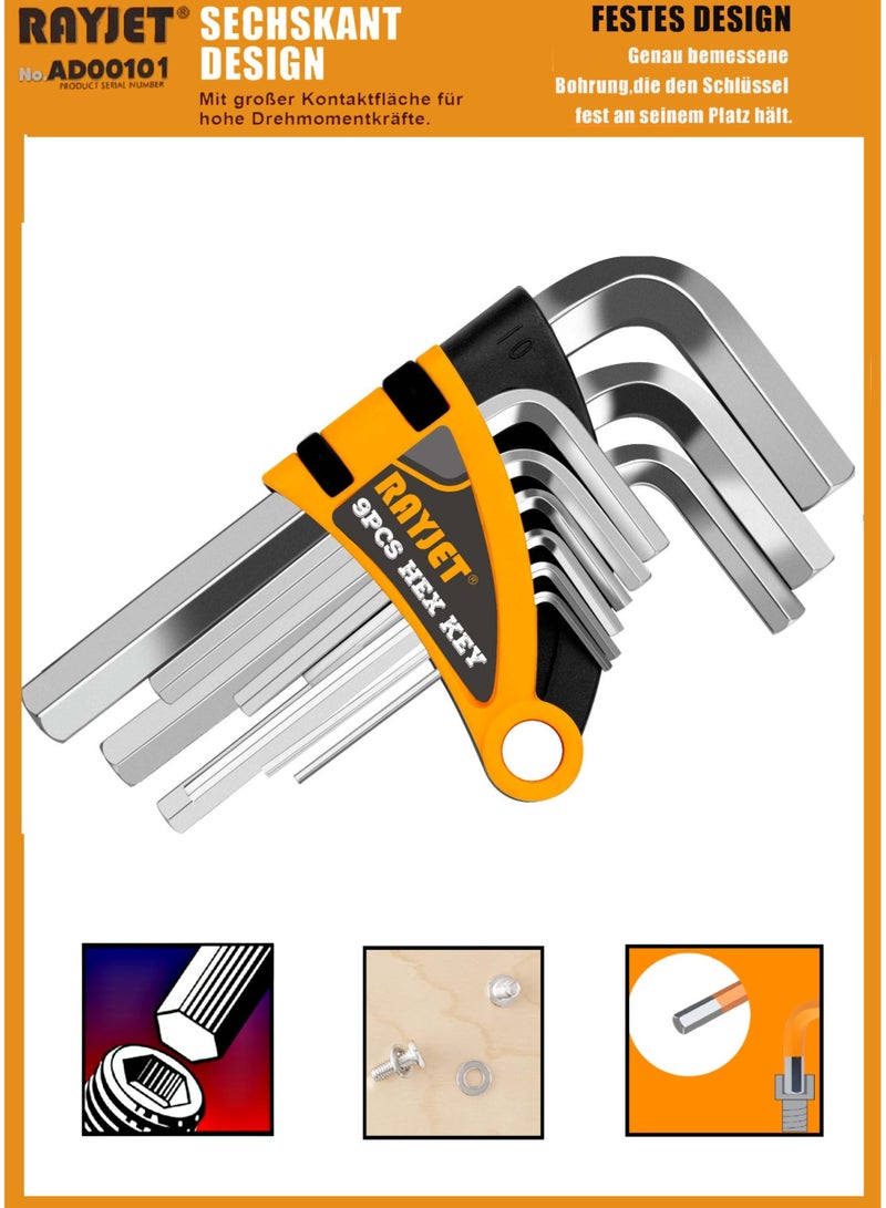 RAYJET 9 Pieces 1.5-6Mm Steel Hexkey Set, Orange/Black - Image 1