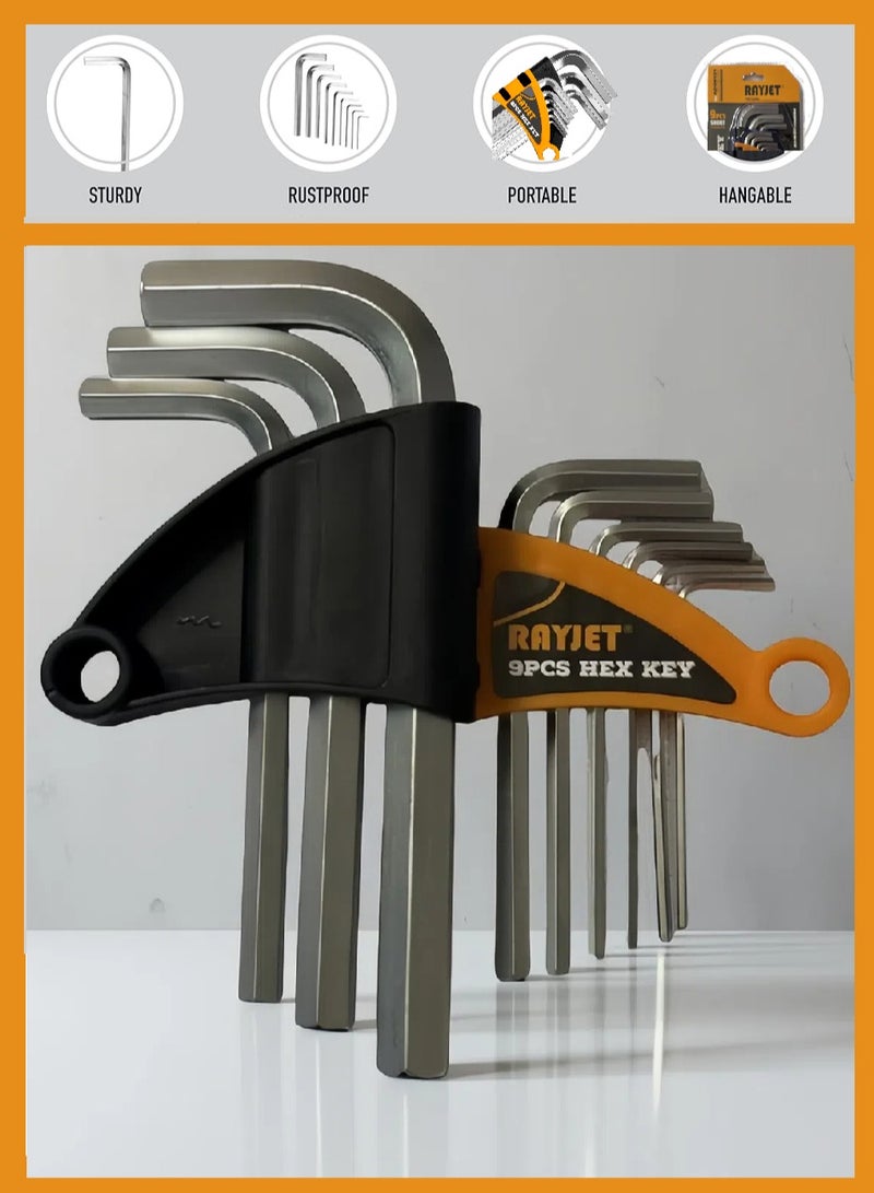 RAYJET 9 Pieces 1.5-6Mm Steel Hexkey Set, Orange/Black - Image 3