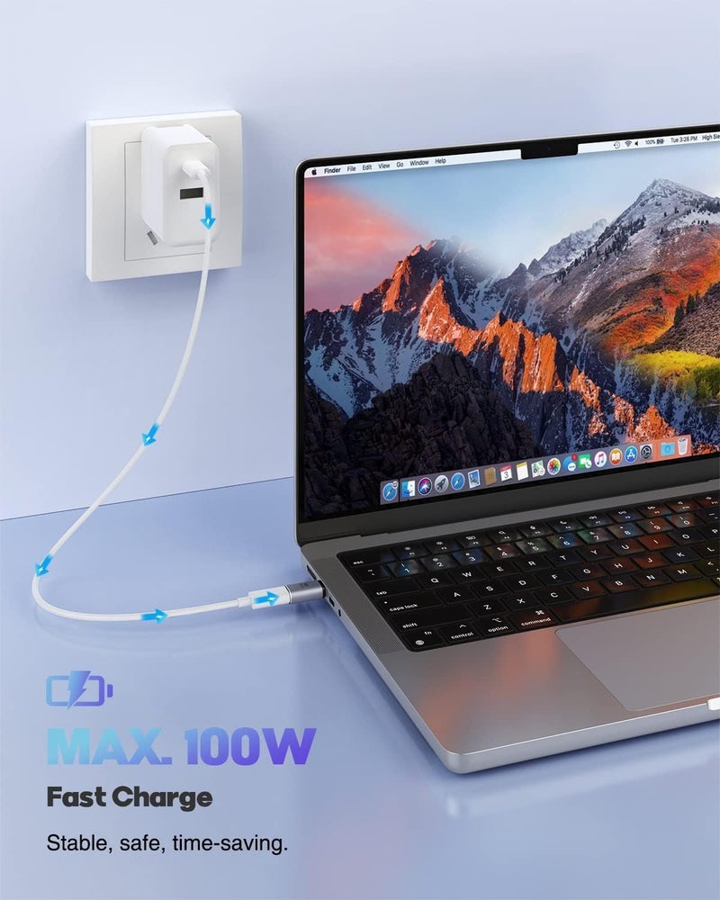 Microware محول USB C موصل 24 دبوس يدعم شحن USB4.0 PD 140W ونقل بيانات USB4 بسرعة 40Gbps، إخراج فيديو بدقة 8K متوافق مع أجهزة الكمبيوتر المحمول وأجهزة Type C (USB C ذكر إلى أنثى) - Image 2