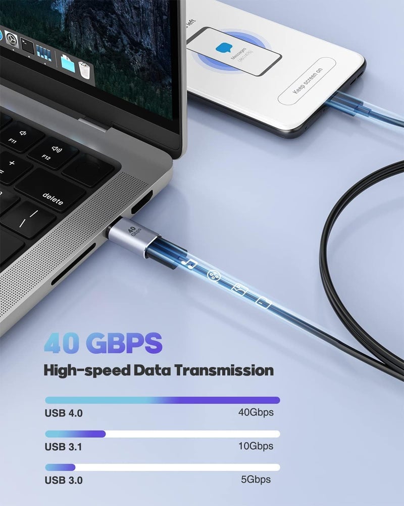 Microware محول USB C موصل 24 دبوس يدعم شحن USB4.0 PD 140W ونقل بيانات USB4 بسرعة 40Gbps، إخراج فيديو بدقة 8K متوافق مع أجهزة الكمبيوتر المحمول وأجهزة Type C (USB C ذكر إلى أنثى) - Image 3