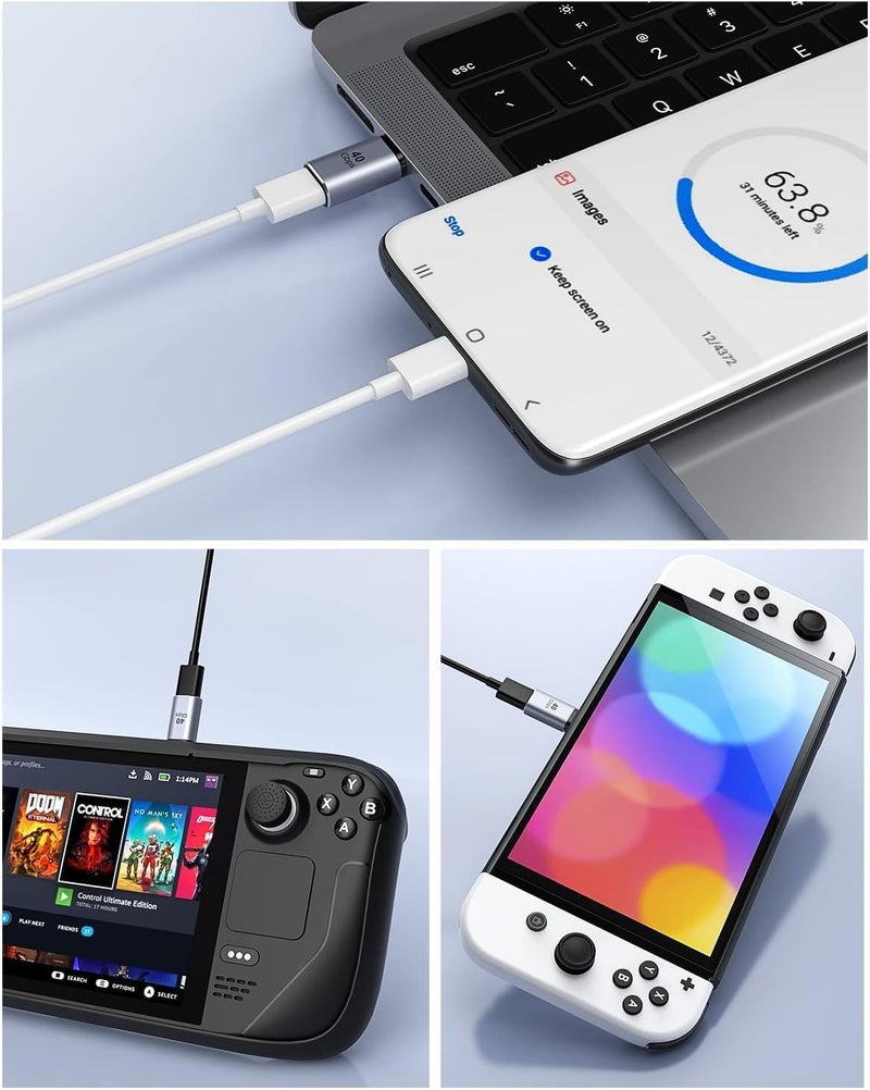 Microware محول USB C موصل 24 دبوس يدعم شحن USB4.0 PD 140W ونقل بيانات USB4 بسرعة 40Gbps، إخراج فيديو بدقة 8K متوافق مع أجهزة الكمبيوتر المحمول وأجهزة Type C (USB C ذكر إلى أنثى) - Image 4