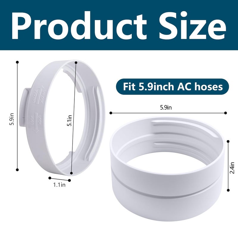 DECOHS 5.9 Inch Portable Air Conditioner Exhaust Hose Coupler Mobile Air Conditioning Accessories for AC Exhaust Hose Coupler Extension (White Circular) - Image 2