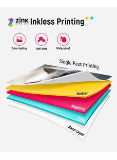 Liene 2x3 Mini Instant Portable Color Mono Picture Printer 50 Zink Adhesive Paper, Bluetooth 5.0, Compatible W/IOS & Android, Small Photo Printer for iPhone, Smartphones, White  - Image 3