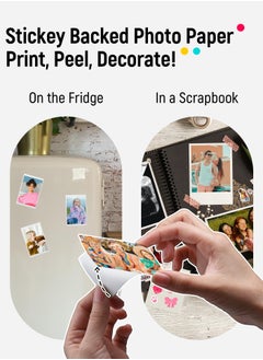 Liene 2x3 Mini Instant Portable Color Mono Picture Printer 50 Zink Adhesive Paper, Bluetooth 5.0, Compatible W/IOS & Android, Small Photo Printer for iPhone, Smartphones, White  - Image 5
