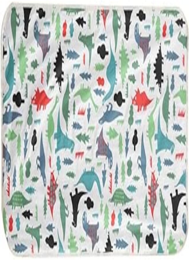 Garosa - 75x120cm 3 Layers Baby Urine Pad, Portable Baby Changing Pad Liners Breathable Nappy Waterproof Infant Liner Diaper Changing Cotton Bed Cover Cartoon Newborn Diaper Changing Mat(Green Dinosaur) - Image 1
