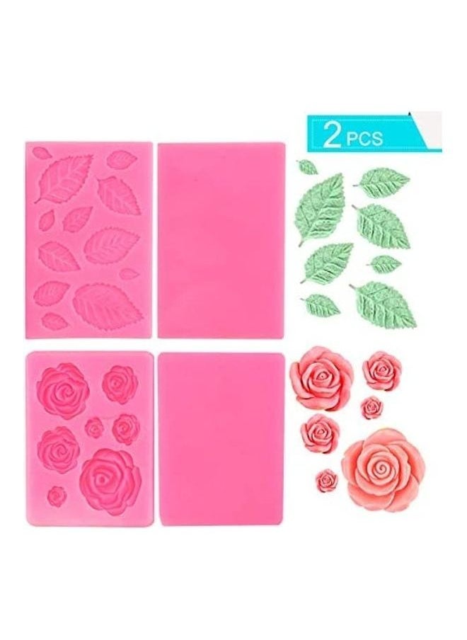 Y&D 2-Piece Rose and Leaves Silicone Mold Set 