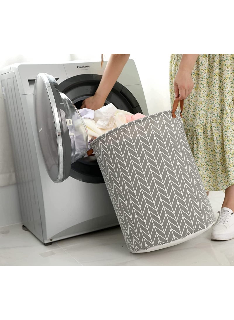 Alruht - 2 Pack Waterproof Laundry Baskets, 65 L Collapsible  Bag Organizer Basket, Storage Hamper for Clothes Toys Dirty Clothes Bedroom Grey - Image 1