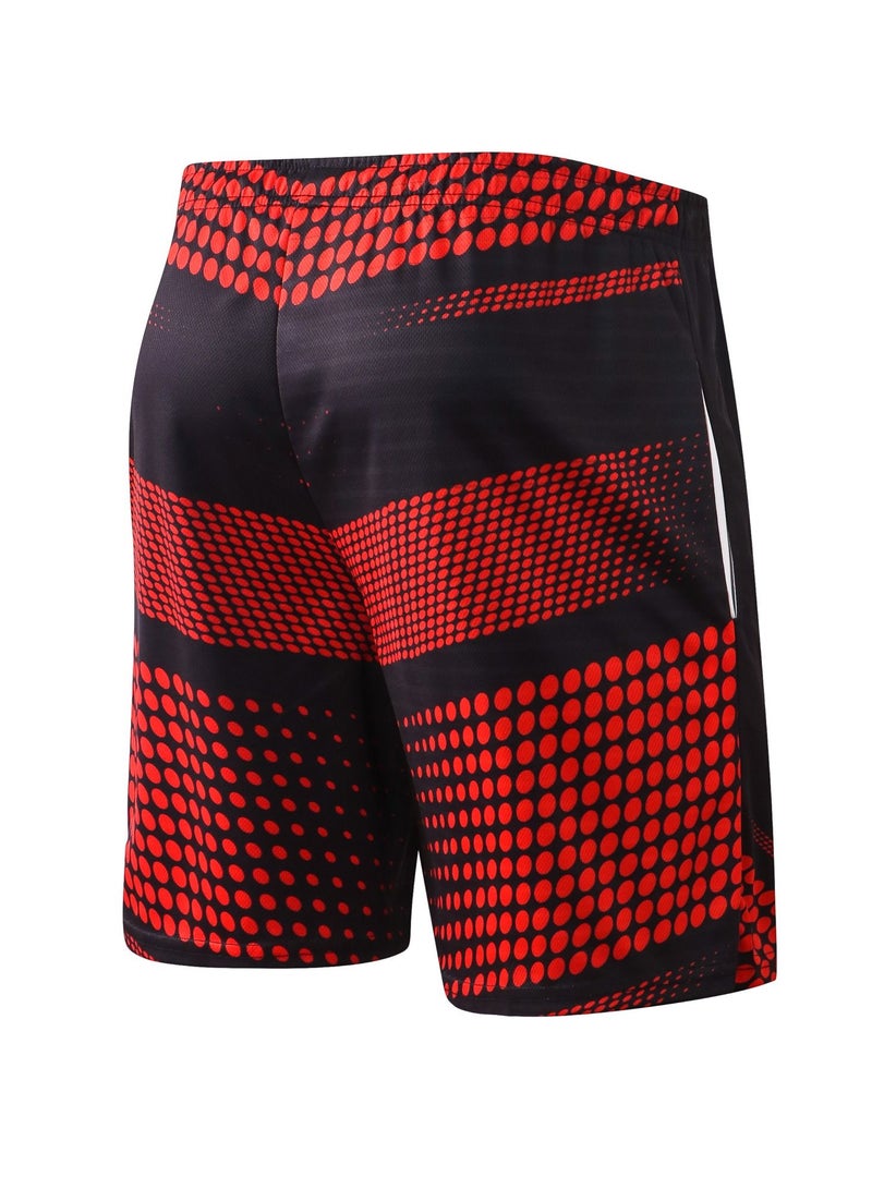 YEL PRO Men Quick Dry Breathable Elastic Shorts Black/Red - Image 2