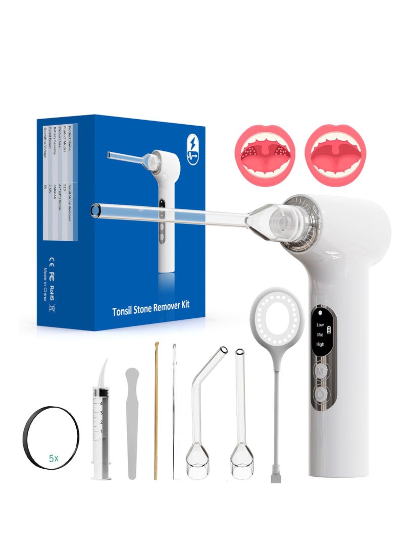 SYOSI Tonsil Stone Remover Kit, Rechargeable Tonsil Stone Removal Vacuum with Built-in Blue Light, Effective Tool to Combat Bad Breath, Easy to Use, Includes Charging Cable (White)  - Image 1