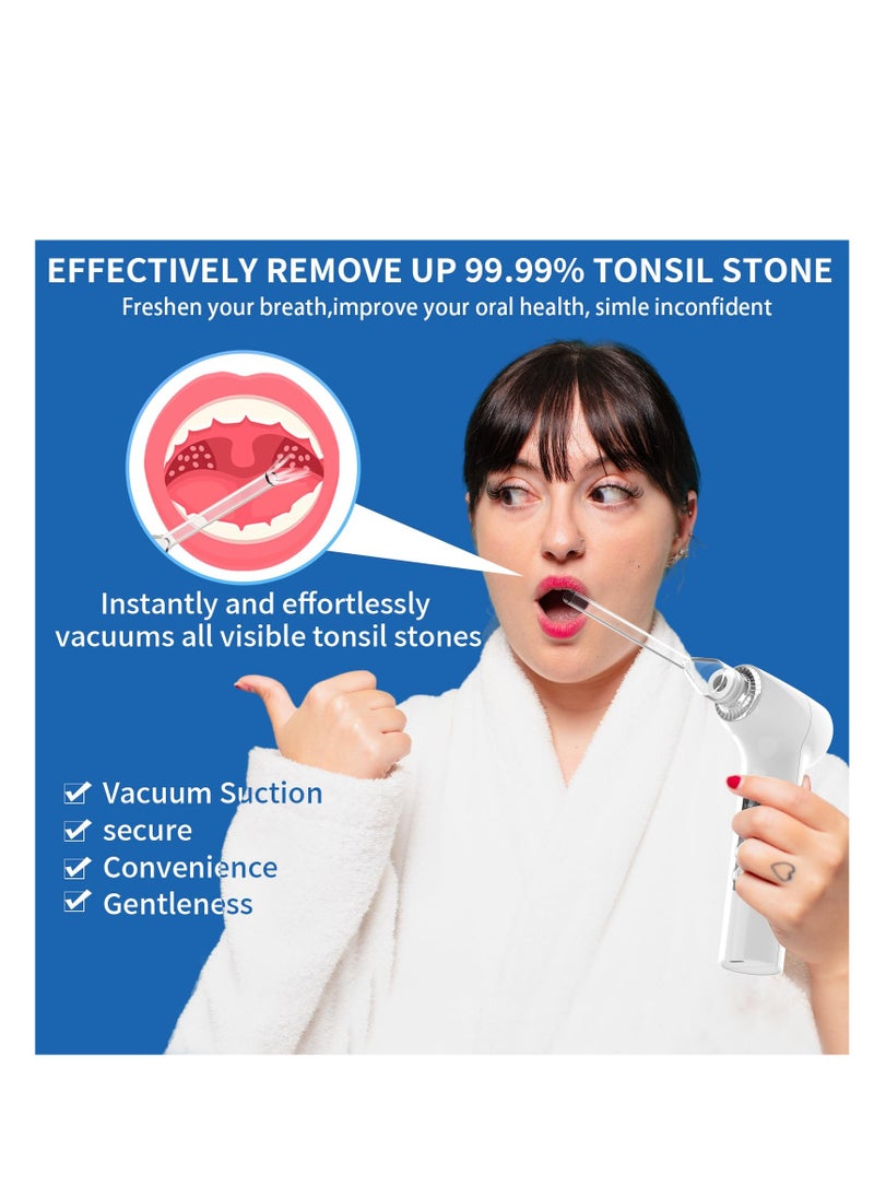 SYOSI Tonsil Stone Remover Kit, Rechargeable Tonsil Stone Removal Vacuum with Built-in Blue Light, Effective Tool to Combat Bad Breath, Easy to Use, Includes Charging Cable (White)  - Image 3