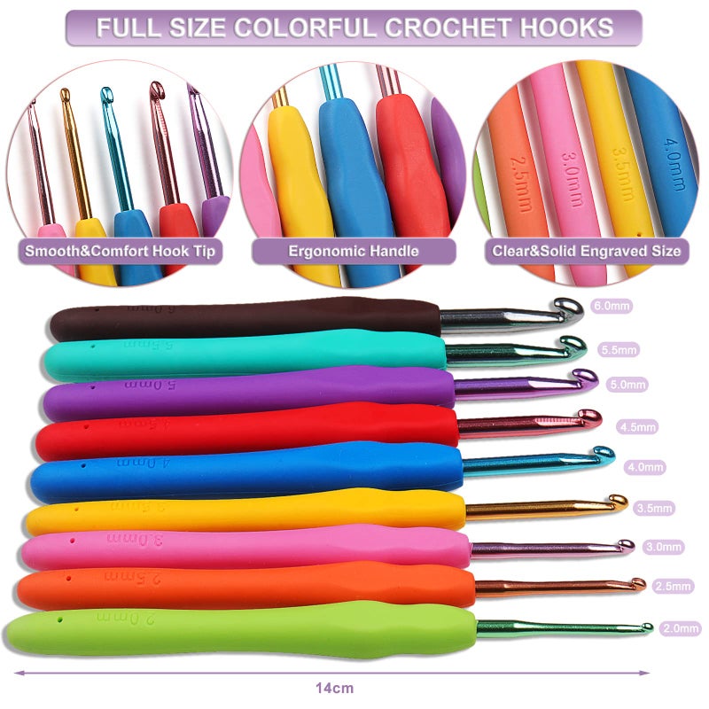Aeelike Beginner Crochet Kit, 59pcs Crochet Starter Kit for Adults and Kids, Basic Crochet & Knitting Supplies Kit for Beginners,Travel Crochet Kit Small with Purple Storage Bag - Image 4