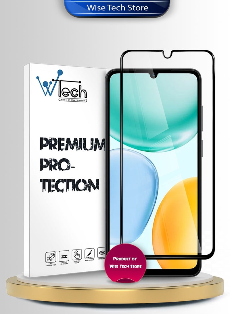 دبليو تيك هاتف Honor X5c Plus 4G 2025 سلسلة Premium E2E واقي شاشة زجاجي مقوى كامل الغراء والتغطية الكاملة (MSGECN) - شفاف/أسود - Image 1