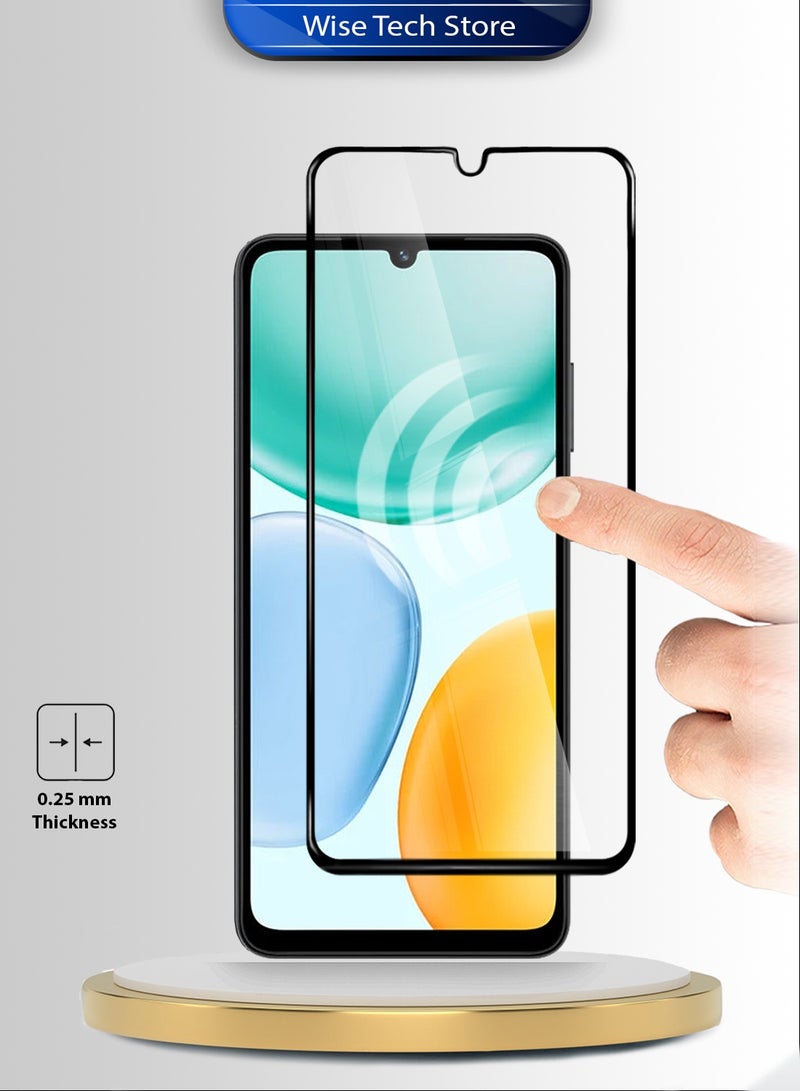 دبليو تيك هاتف Honor X5c Plus 4G 2025 سلسلة Premium E2E واقي شاشة زجاجي مقوى كامل الغراء والتغطية الكاملة (MSGECN) - شفاف/أسود - Image 4