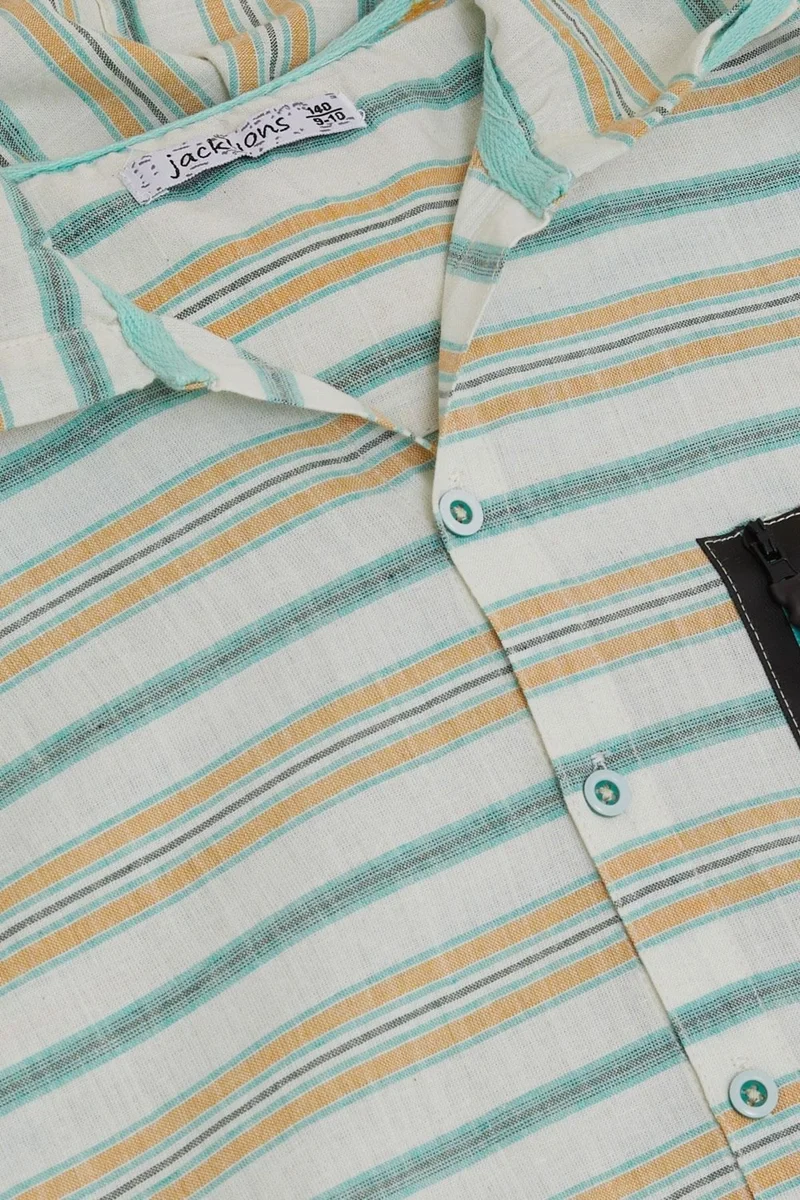 جاك ليونز Boy's Shirt with Hooded Zipper Pocket, Age 5-14, Mixed Color