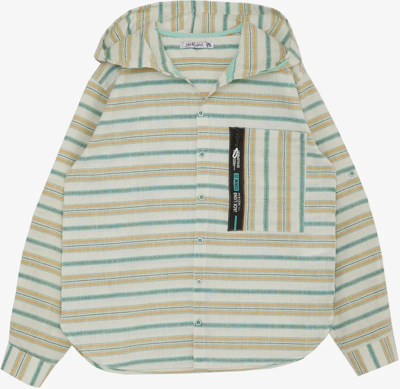 جاك ليونز Boy's Shirt with Hooded Zipper Pocket, Age 5-14, Mixed Color